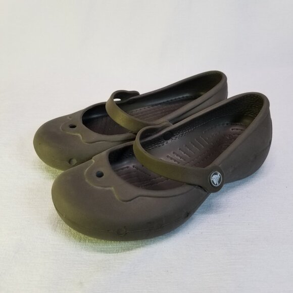 Crocs Toddler Slip On Mary Jane Shoes Size 12/13 (Child) Brown Kids Girls - Picture 4 of 11